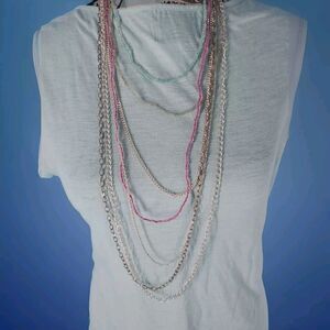 Multi-Stand Necklace Fashion Jewelry 7 Strands Boho Costume Statement Piece.